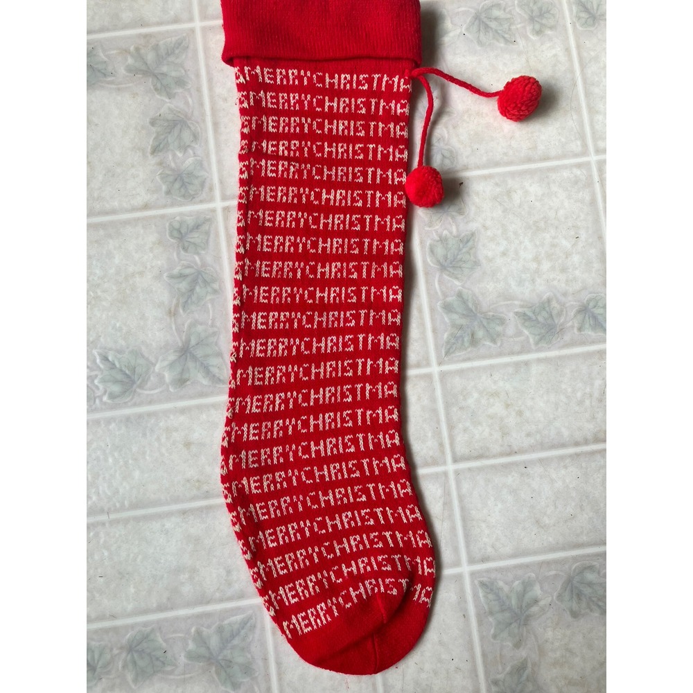 Vtg  1980s Christmas Stocking Merry Christmas  20.75" long